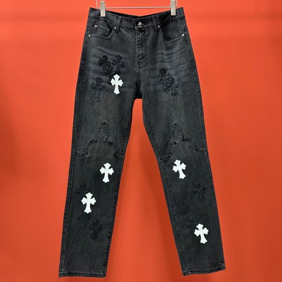 NEW Chrome Hearts Black And White Jeans